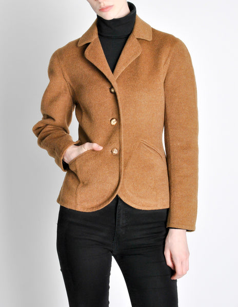 Hermès Vintage Caramel Brown Cashmere Riding Jacket - Amarcord Vintage Fashion
 - 2