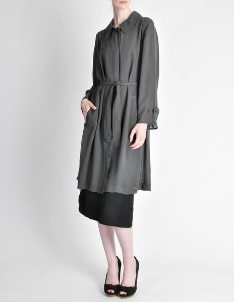 Hermes by Martin Margiela Vintage SS 1999 Grey Silk Chiffon Sheer Coat