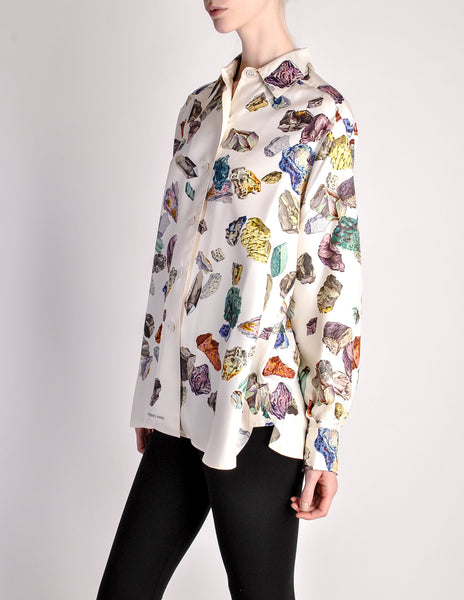 Hermès Vintage Mineraux Silk Button Down Shirt - Amarcord Vintage Fashion
 - 3