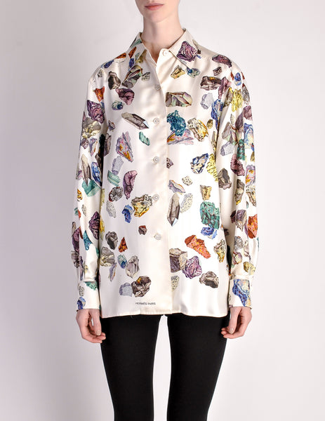 Hermès Vintage Mineraux Silk Button Down Shirt - Amarcord Vintage Fashion
 - 2
