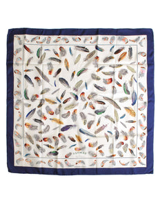 Hermès Vintage Plumes par Henri de Linarès Feather Print Silk Carre Scarf