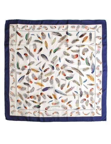 Hermès Vintage Plumes par Henri de Linarès Feather Print Silk Carre Scarf