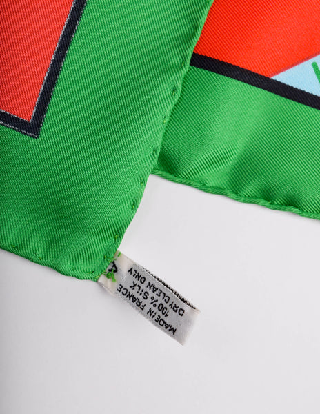 Hermes Vintage Les Courses Colorful Equestrian Horse Racing Silk Scarf