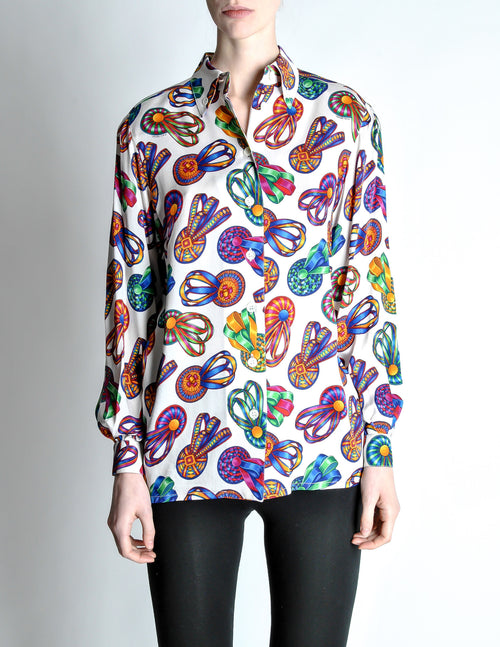 Hermès Vintage Prize Ribbon Silk Button Down Shirt – Amarcord