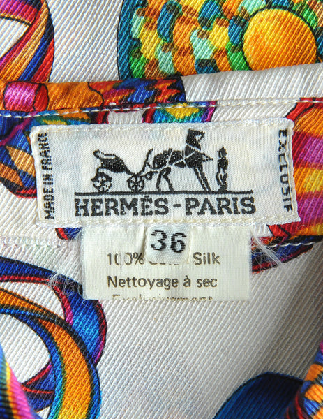 Hermès Vintage Prize Ribbon Silk Button Down Shirt