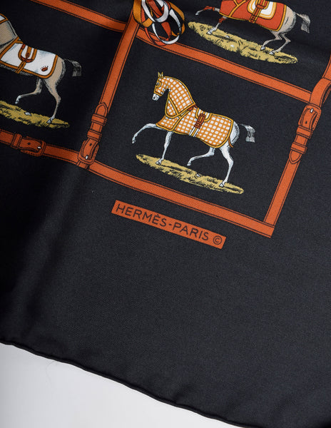 Hermes Vintage Petits Chevaux Equestrian Horse Silk Scarf