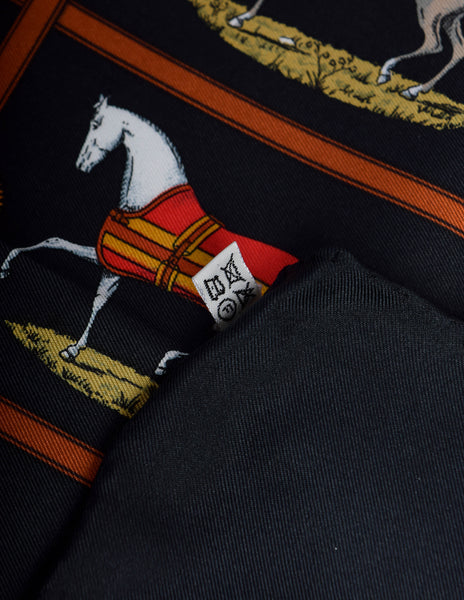 Hermes Vintage Petits Chevaux Equestrian Horse Silk Scarf