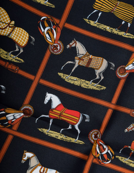 Hermes Vintage Petits Chevaux Equestrian Horse Silk Scarf