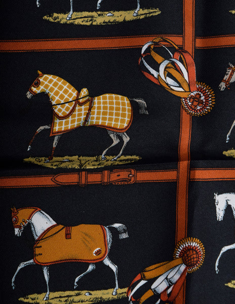 Hermes Vintage Petits Chevaux Equestrian Horse Silk Scarf