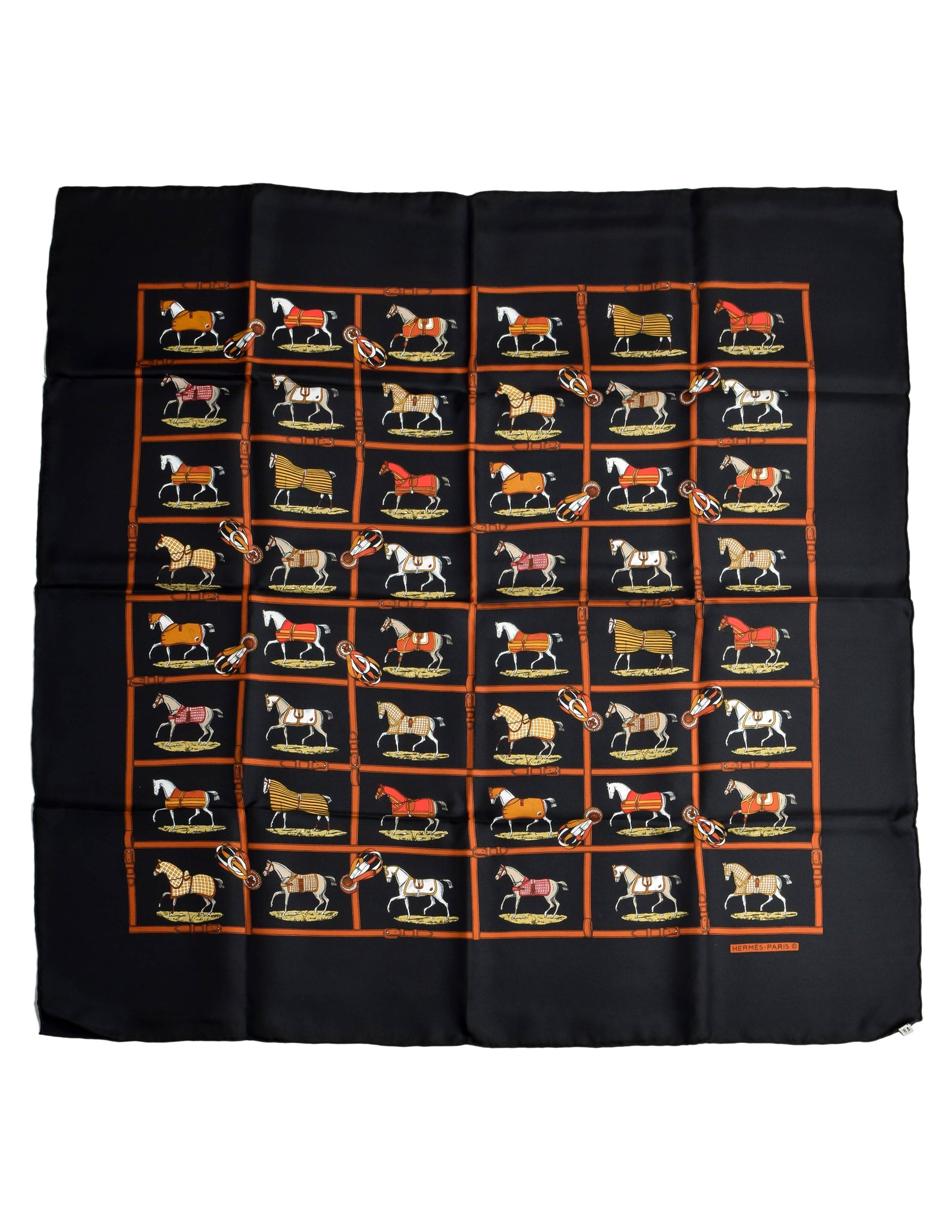 Hermes Vintage Petits Chevaux Equestrian Horse Silk Scarf