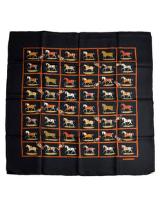 Hermes Vintage Petits Chevaux Equestrian Horse Silk Scarf
