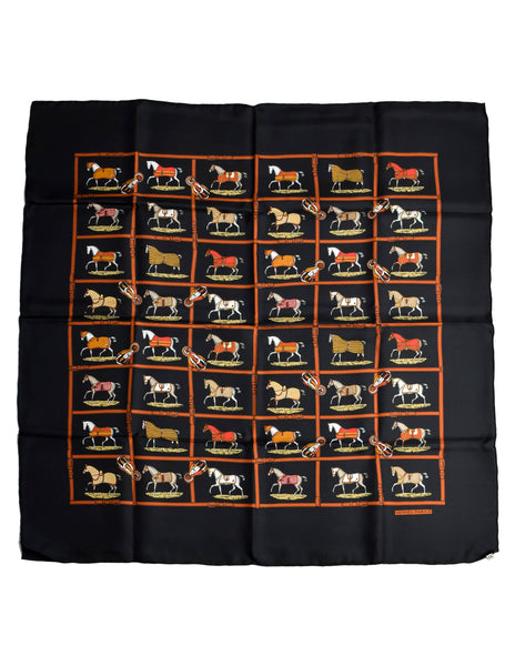Hermes Vintage Petits Chevaux Equestrian Horse Silk Scarf