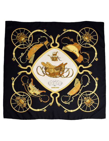 Hermes Vintage Springs Carriage Silk Scarf