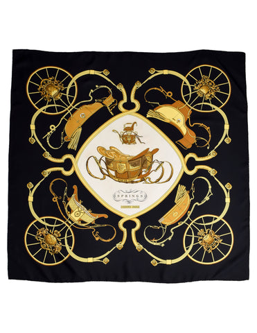 Hermes Vintage Springs Carriage Silk Scarf