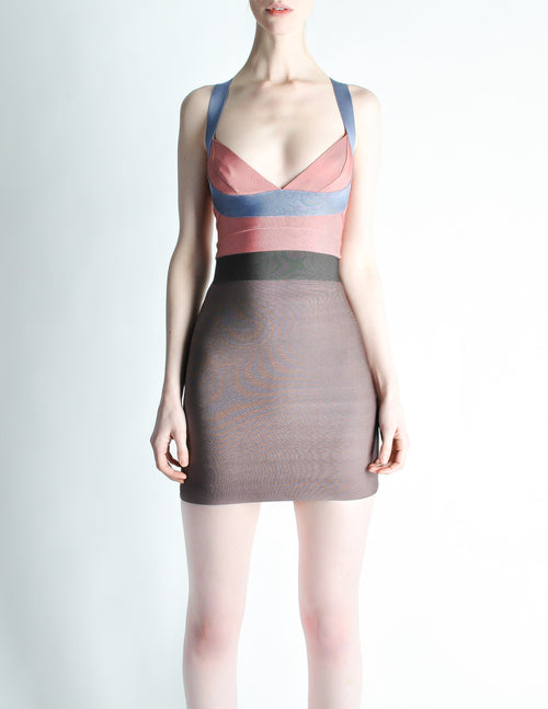 herve leger bandage dress mini Herve Leger Bandage Body Con Dress – Amarcord Vintage Fashion