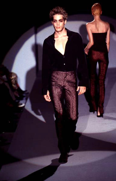 Gucci Vintage 1997 Tom Ford Era Black Sparkly Metallic Lurex Disco Pants