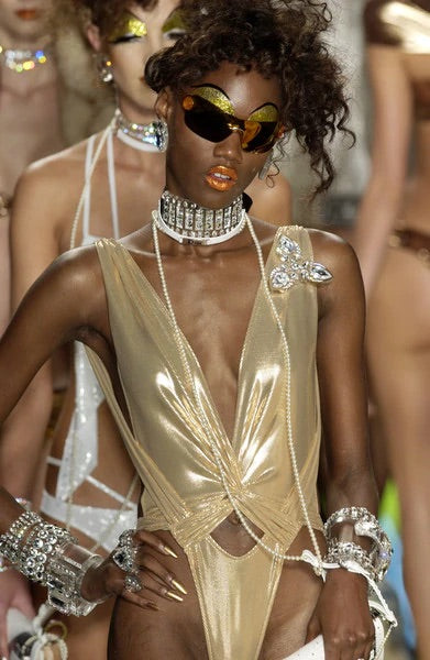 Christian Dior Vintage SS 2004 by John Galliano Clear Crystal Rhinestone Cuff Bracelet