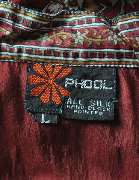 Phool Vintage Indian Silk Block Print Tent Dress