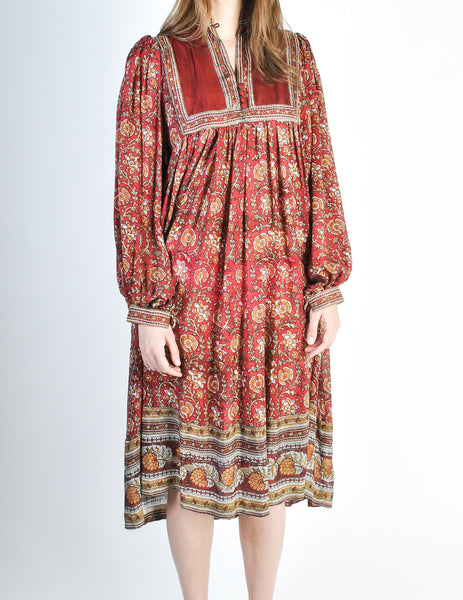 Phool Vintage Indian Silk Block Print Tent Dress - Amarcord Vintage Fashion
 - 6