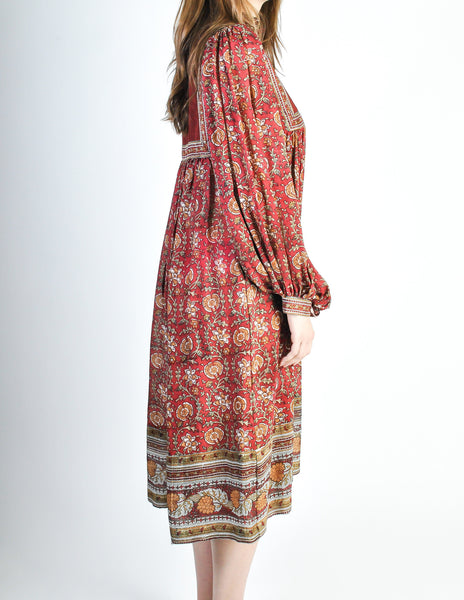 Phool Vintage Indian Silk Block Print Tent Dress