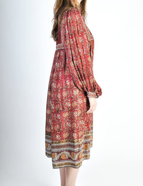 Phool Vintage Indian Silk Block Print Tent Dress - Amarcord Vintage Fashion
 - 4