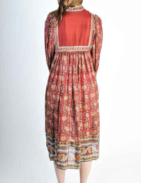 Phool Vintage Indian Silk Block Print Tent Dress - Amarcord Vintage Fashion
 - 8