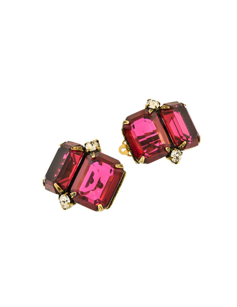 Iradj Moini Vintage Magenta Swarovski Crystal Earrings