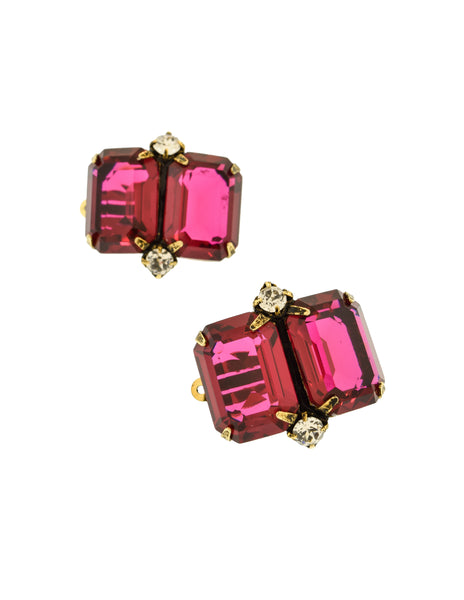 Iradj Moini Vintage Magenta Swarovski Crystal Earrings