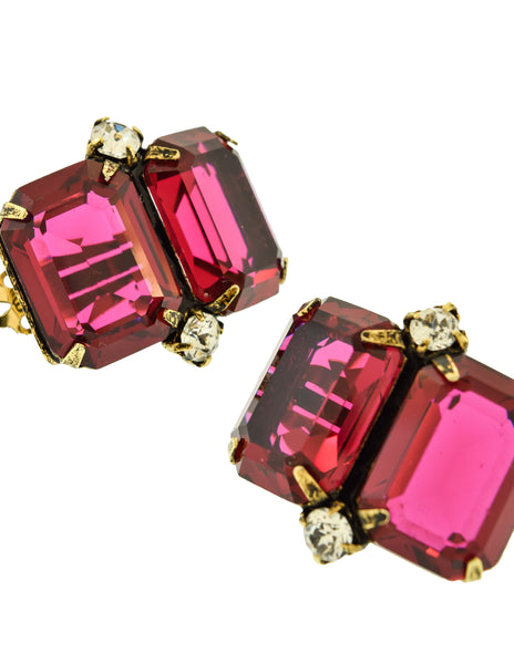 Iradj Moini Vintage Magenta Swarovski Crystal Earrings