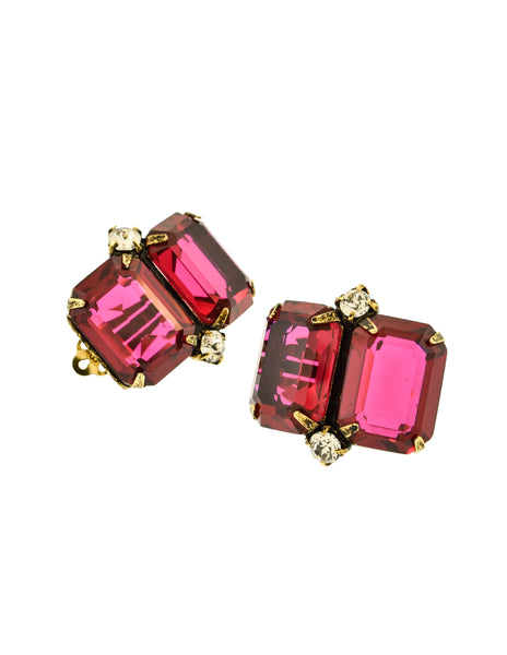 Iradj Moini Vintage Magenta Swarovski Crystal Earrings