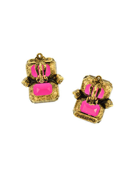 Iradj Moini Vintage Magenta Swarovski Crystal Earrings