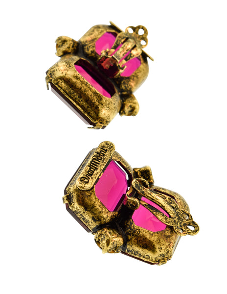Iradj Moini Vintage Magenta Swarovski Crystal Earrings