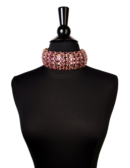 Iradj Moini Vintage Light Pink Swarovski Crystal Rhinestone Wide