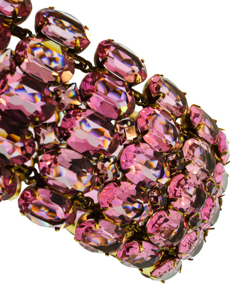 Iradj Moini Vintage Light Pink Swarovski Crystal Rhinestone Wide Statement Choker Necklace