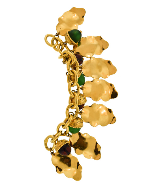 Isabel Canovas Vintage Acorn Leaf Charm Gold Chain Bracelet