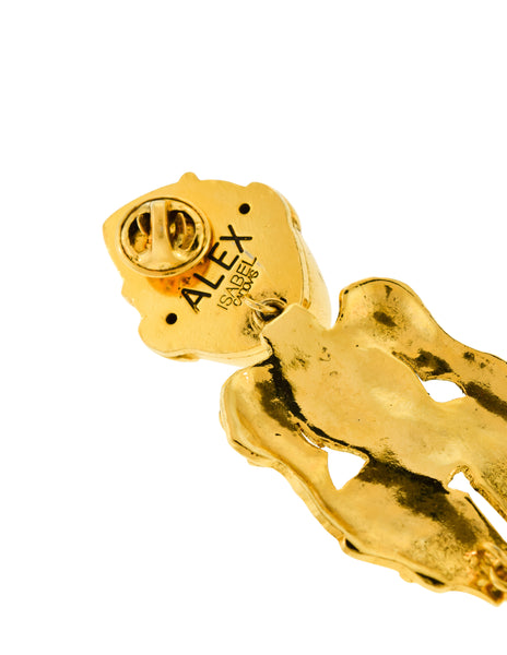 Isabel Canovas Vintage "Alex" Gold Black Enamel Articulated Clown Brooch Pin