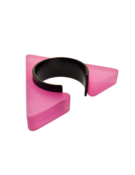 Isaky Paris Vintage Pink Sculptural Triangle Cuff Bracelet