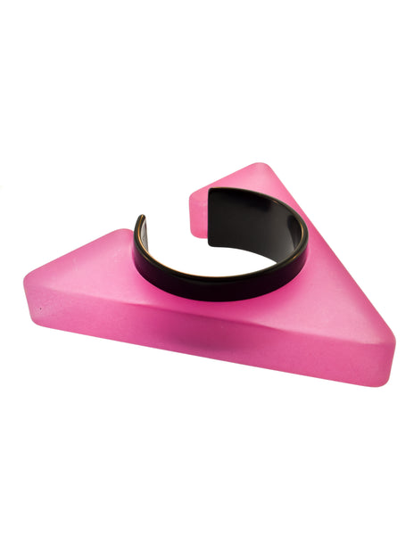Isaky Paris Vintage Pink Sculptural Triangle Cuff Bracelet