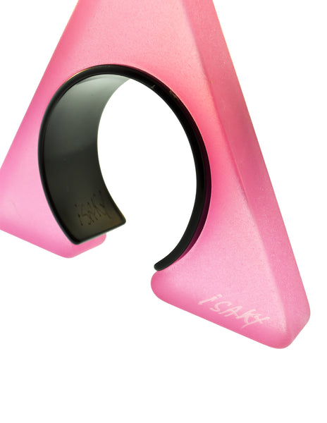 Isaky Paris Vintage Pink Sculptural Triangle Cuff Bracelet