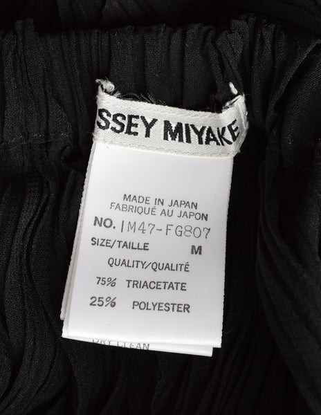 Issey Miyake Vintage Black Twisted Pleated Long Sleeve Top and Skirt Ensemble Set