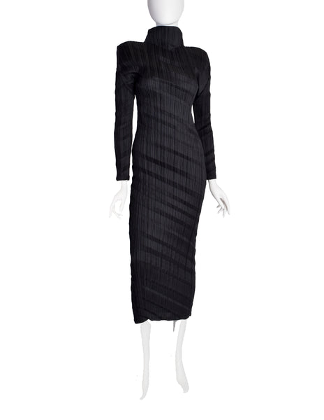 Issey Miyake Vintage Black Accordion Pleated Dress