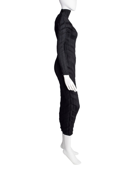 Issey Miyake Vintage Black Accordion Pleated Dress