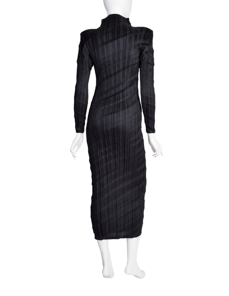 Issey Miyake Vintage Black Accordion Pleated Dress