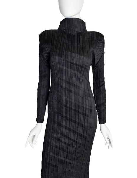 Issey Miyake Vintage Black Accordion Pleated Dress