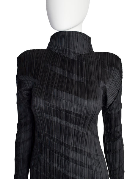 Issey Miyake Vintage Black Accordion Pleated Dress