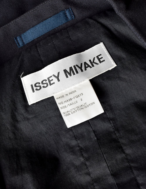 Issey Miyake Vintage Black Tufted Cotton Long Coat