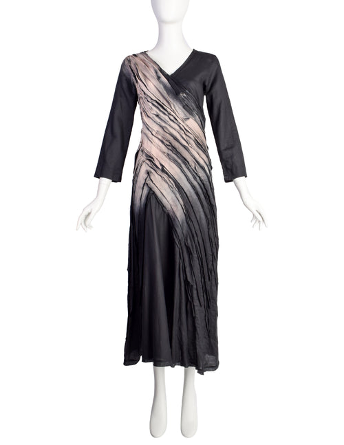 Issey Miyake Vintage SS 2006 Black Sand Distressed Overdyed Gathered P Amarcord Vintage Fashion Issey Miyake Vintage SS 2006 Black Sand Distressed Overdyed Gathered P Amarcord Vintage Fashion