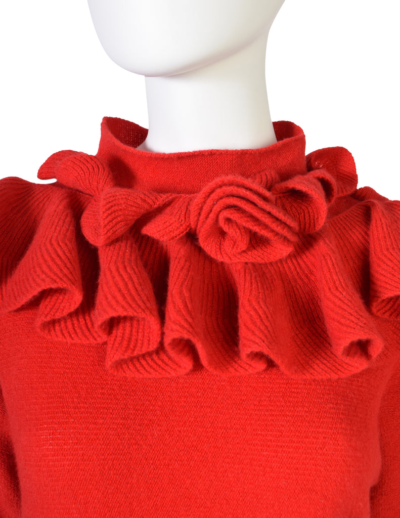 Red ruffle deals sweater