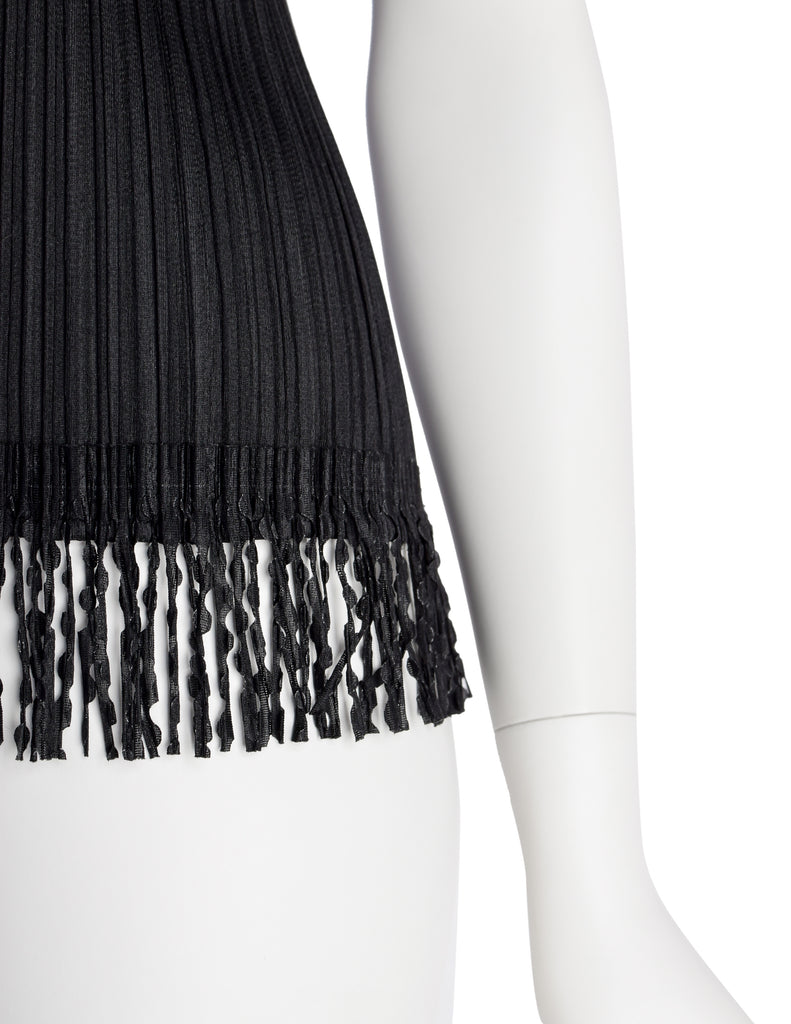 Issey Miyake Pleats Please Fringe Drawstring Bag in Black