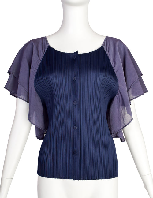 Pleats Please by Issey Miyake Vintage Navy Slate Blue Pleated